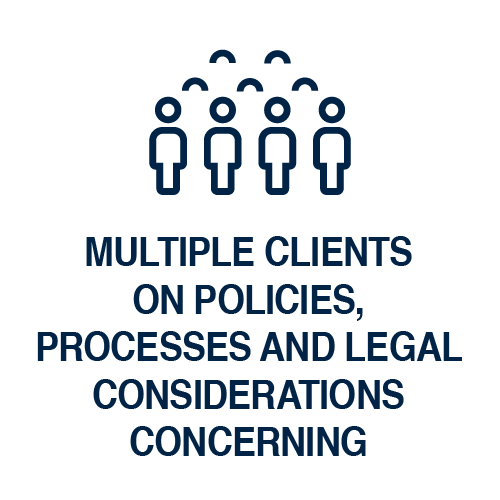 Multiple clients on policies, processes and legal considerations concerning:
